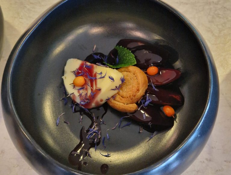 Zimt-Panna-Cotta mit Zwetschgenragout